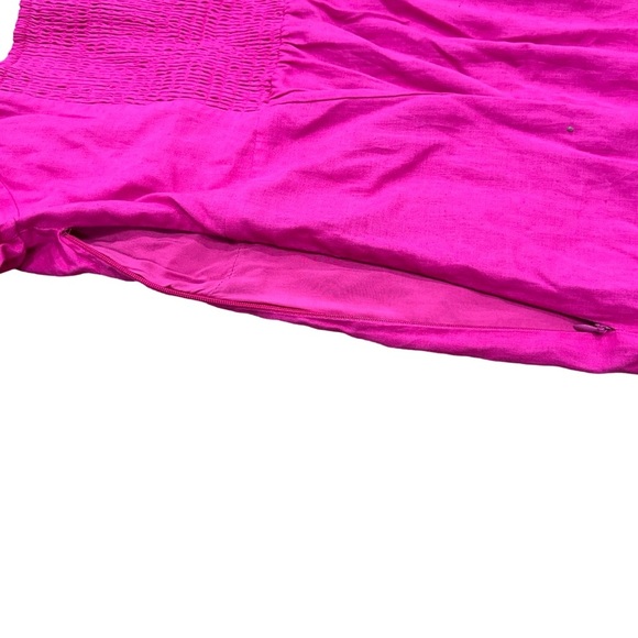 Short Puffy-Sleeve Square-Neck Linen Dress | Pink / Rose Violet | Size 14 | NWOT - Picture 12 of 14